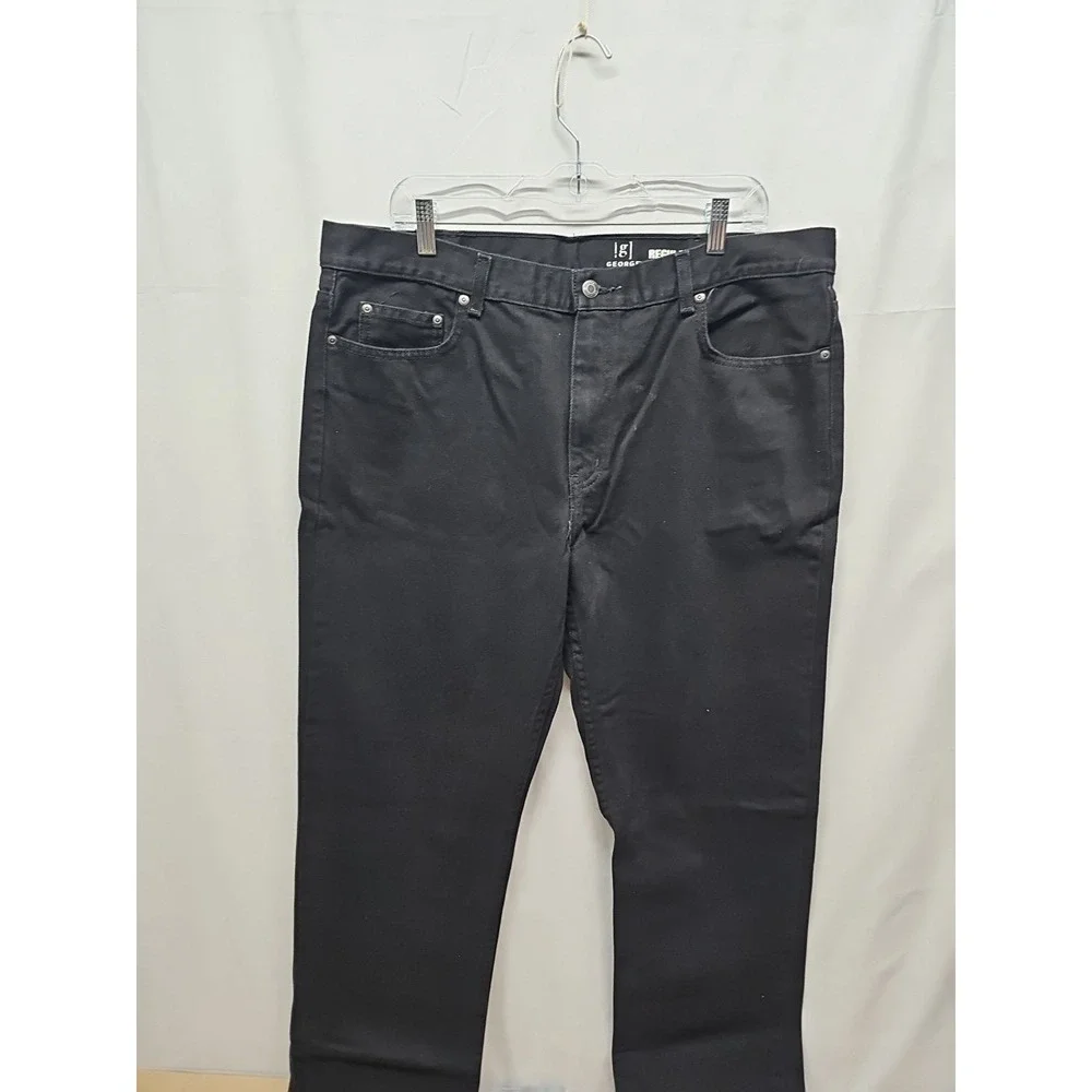 George Men's Black Denim Jeans Pants Regular‎ Size 38/32